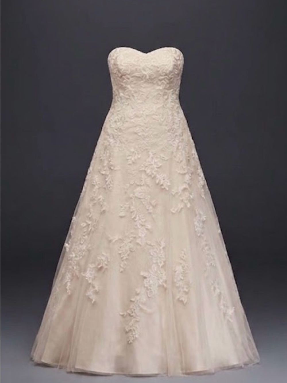 Strapless Lace A-Line Wedding Gown With Train in Ivory